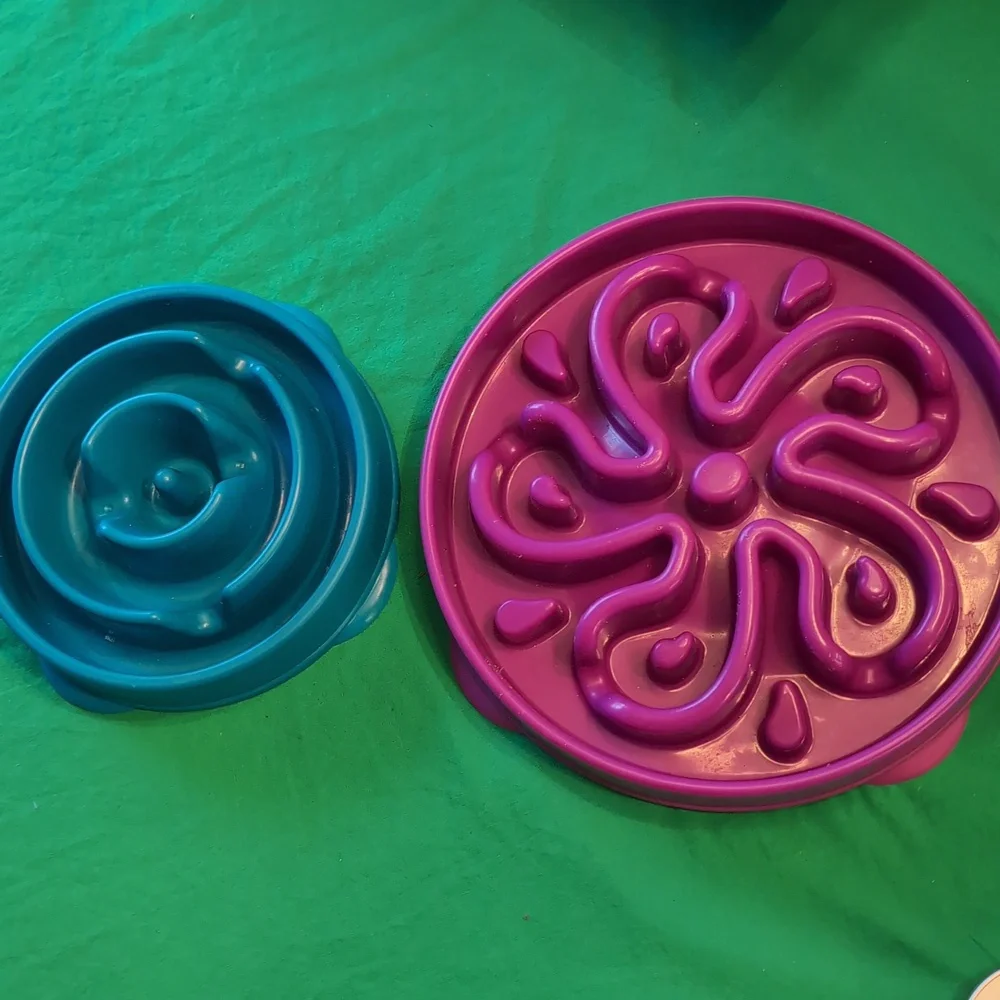 Fun Feeder Slow Dog Bowl Regular and Large Blue Purple